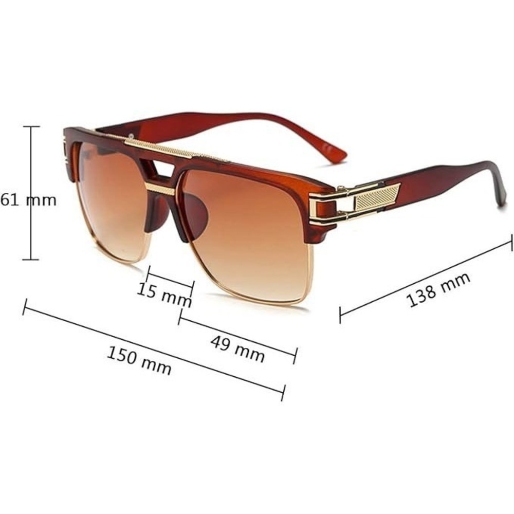 Brown Gold Ombre Lens Sunglasses Square Flat Top Fashion Sun Glasses Men Women - Picture 7 of 8